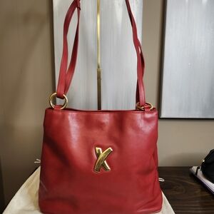Paloma Picasso by Tiffany Red Leather Shoulder Bag With Gold Hardware and Bag